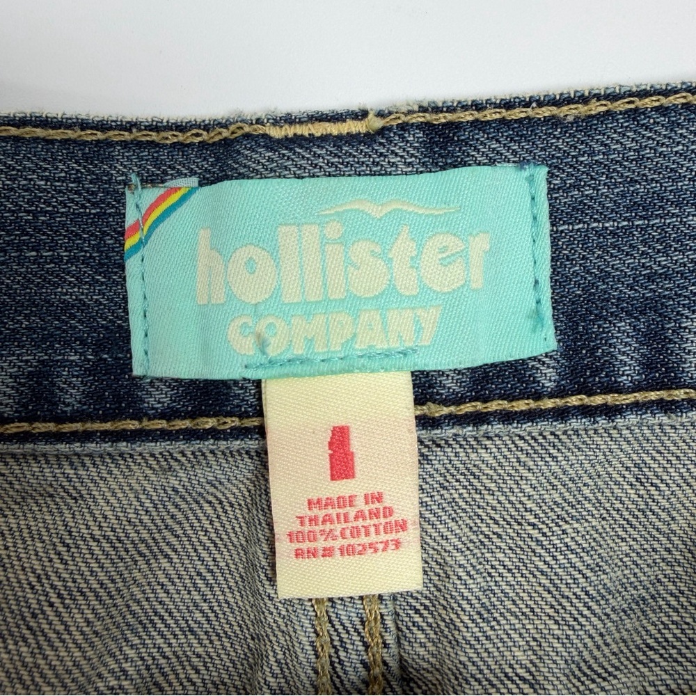 Vintage Hollister Patch Released Raw Hem Distressed Bleached Denim Mini Skirt 1 - Picture 10 of 10
